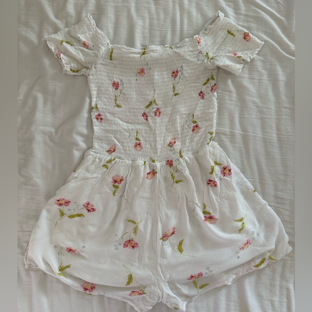 white flower romper